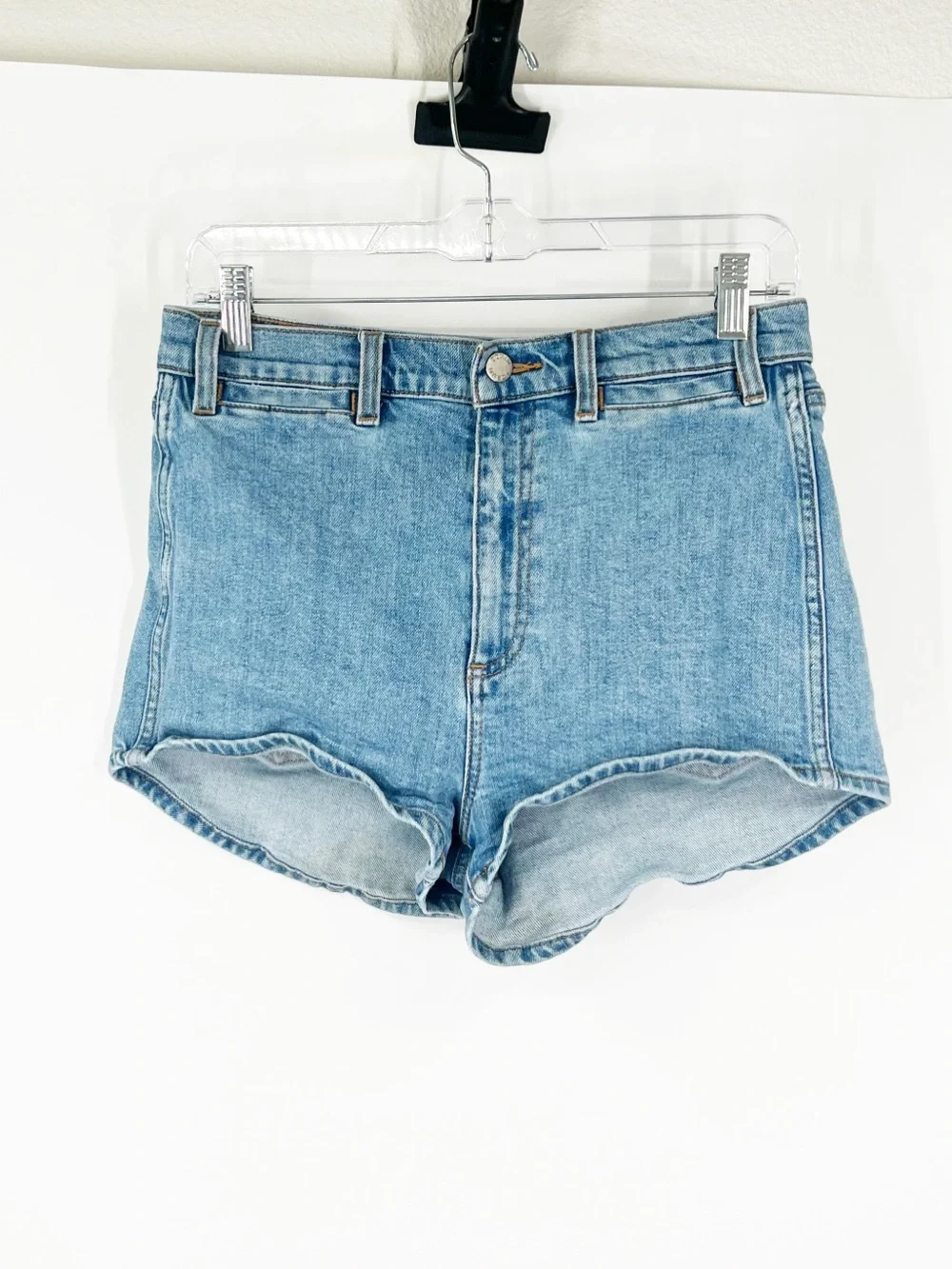 Denim Forum Aritzia The Lola Clean Cheeky Denim Shorts